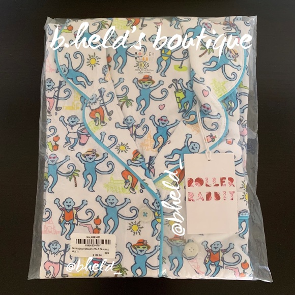 Roller Rabbit Palm Beach Monkey Polo Pajamas in Multi Monkey Size XXS New NWT - Picture 16 of 17